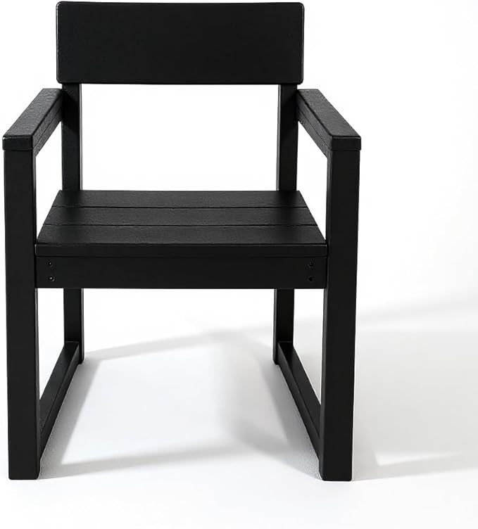 Outdoor Patio Chairs, HDPE Outdoor Furniture Garden Armchairs Modern Dining Adirondack Chair with Backrest Heavy Duty Plastic Patio Seating Group for Yard Porch Deck Durable Design Black