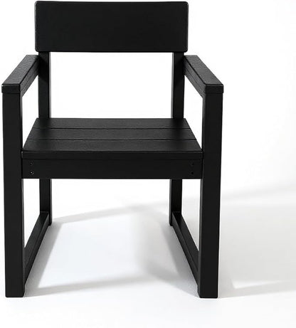 Outdoor Patio Chairs, HDPE Outdoor Furniture Garden Armchairs Modern Dining Adirondack Chair with Backrest Heavy Duty Plastic Patio Seating Group for Yard Porch Deck Durable Design Black