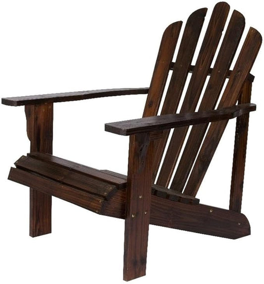 Pemberly Row Cedar Wood Adirondack Chair, Brown Finish, 36" H x 35" W x 26.25" D, Ergonomic Design, Moisture-Resistant, Durable Patio Porch Chair for Outdoor or Garden Relaxation