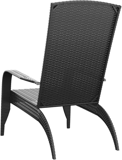vidaXL Patio Adirondack Chair in Black | Modern Lightweight Poly Rattan Outdoor Garden Seating | Weather-Resistant & Easy to Assemble
