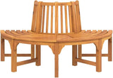 Half Round Tree Bench, Outdoor Eucalyptus Wood Garden Seat, Curved Wooden Bench for Backyard, Patio, and Park - Photo 4