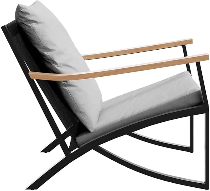 2-Pack Garden Chairs 31"x26" Outdoor Patio Seating Set, Black Powder-Coated Steel Frame & Light Gray Cushions, Weather-Resistant Fabric for Small Balcony Deck and Backyard Lounge