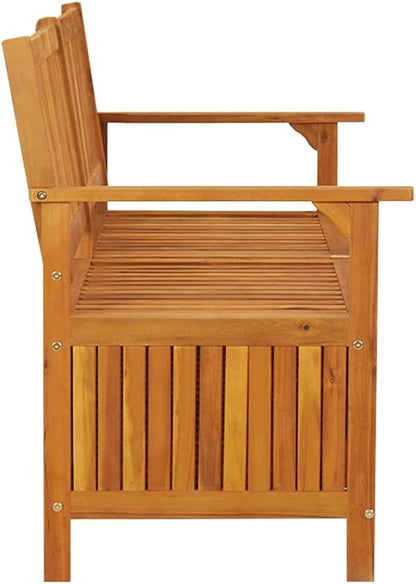 Solid Acacia Wood Storage Bench 58.3 Inch Rectangular Rustic Garden Patio Entryway Furniture with Spacious Seating and Hidden Compartment