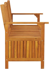 Storage Bench Garden Bench Outdoor Bench for Outdoors Porch Entryway Furniture for Yard 58.3" Solid Wood Acacia - Photo 6