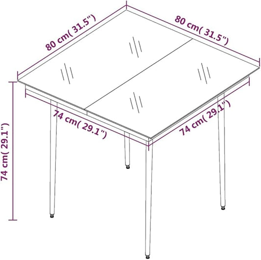 Square Outdoor Dining Table, 31.5 Inch Patio Metal Table with Glass Top, Modern Weather-Resistant Garden Bistro Table for 4, Black