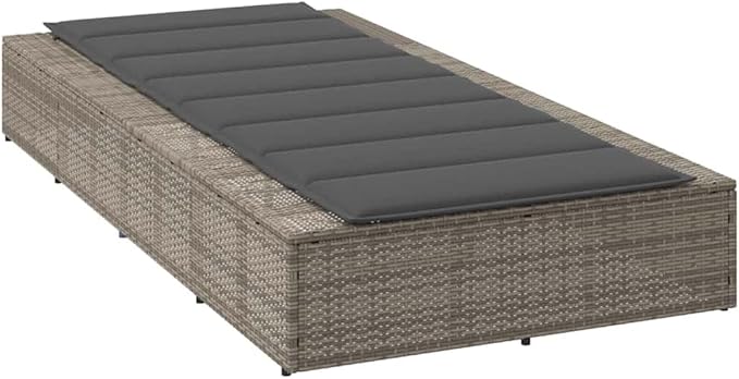 Single Grey PE Rattan Outdoor Chaise Lounge with 3-Position Adjustable Cushioned Backrest - Photo 5