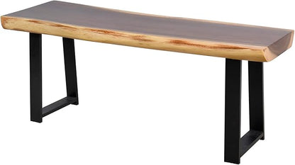 Solid Wood Bench Rectangle 47"x13"x18" H Vintage Wooden Entryway Stool Living Room End Table Rustic Live Edge Coffee Side Table Bedroom Bathroom Patio Outdoor Garden Foot Stool