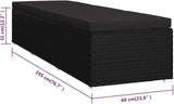 Poly Rattan Sun Lounger with Cushion Black Adjustable Reclining Outdoor Furniture for Patio Poolside Relaxation - Photo 2