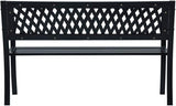 Patio Bench Black 47.2" Steel Outdoor Benches Garden Benches Patio Benches Bench with Backrest Metal Outdoor Furniture - Photo 5