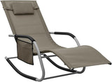 Foldable Taupe Textilene Chaise Lounge for Pool Patio Garden 24.4x58.7x34.6 in Steel Frame Portable Sun Lounger with - Photo 1
