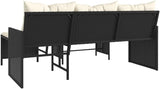 vidaXL L-Shaped Patio Sofa Set - Black Poly Rattan Outdoor Furniture with Acacia Wood Table and Cream White Cushions - Photo 9