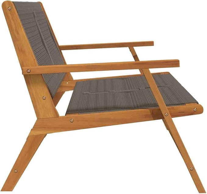 Modern Outdoor Bench, Solid Acacia Wood Garden Furniture Set Grey 48 x 30 x 29 Inches, Weather-Resistant Patio Seating for Backyard, Porch, 2-Person Heavy Duty Bench with Easy Assembly