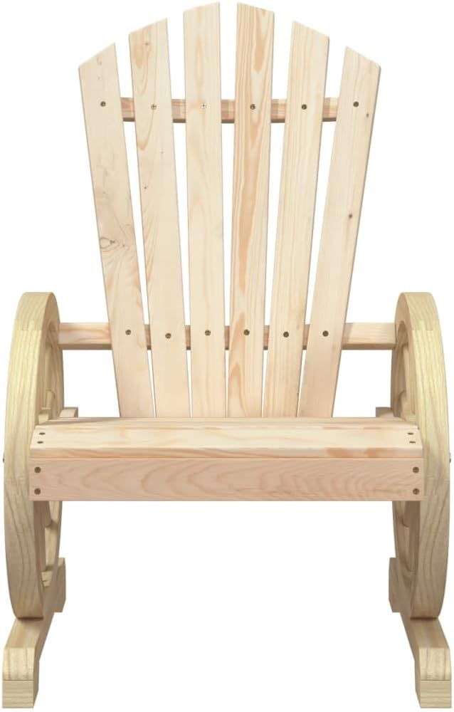 Solid Fir Wood Adirondack Chair Set of 2 with Weathered Finish for Outdoor Patio and Garden Seating - Photo 5