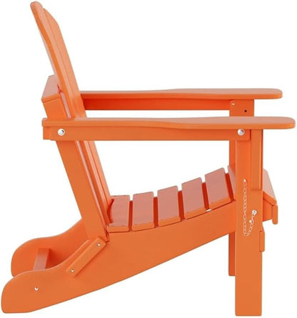 Costaelm Outdoor Folding Chair, Outdoor Seating Folding Firepit Chairs, All Weather Poly Adirondack Chair for Deck Backyard Garden Lawn Pool Patio, Orange