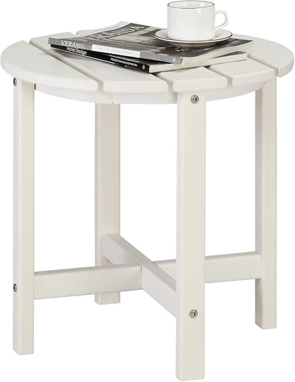 Vasitelan Patio Adirondack Side Table, Double Outdoor Side Table, Poly Lumber end Table, Weather Resistant for Indoor, Patio, Pool, Porch (White)