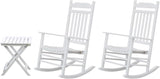 Patio Outdoor Rocking Chairs Small Foldable Side Table Set of 3 Piece Porch Wooden Comfy Rockers Folding End Table - Photo 1