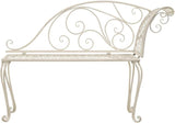 Antique White Metal Garden Chaise Lounge with Decorative Inlays, Vintage Outdoor Patio Furniture for Relaxation - Photo 3
