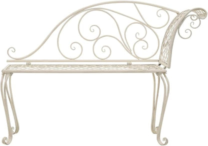 Vintage Garden Chaise Lounge Antique White Metal Decorative Inlays for Relaxation and Comfort in Outdoor Garden and Patio