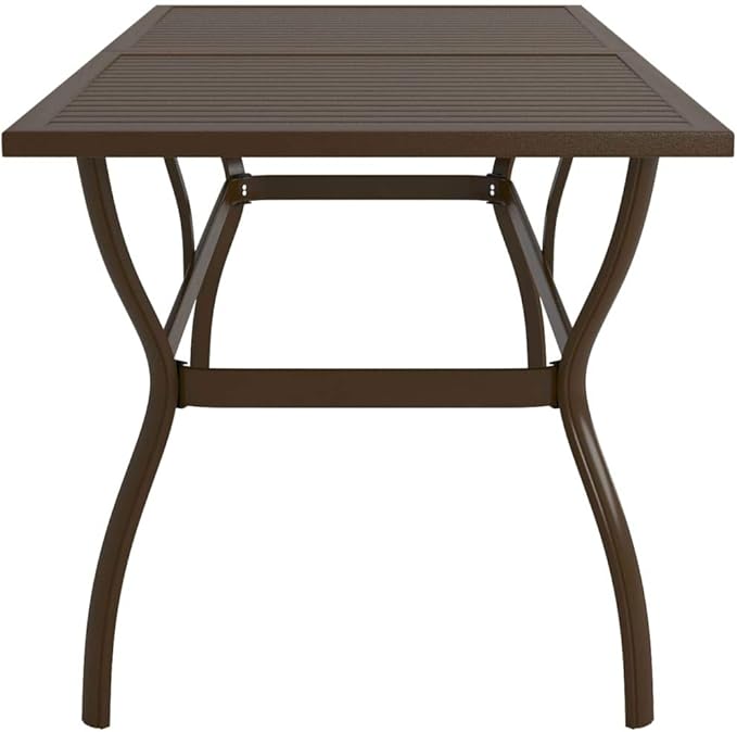 Outdoor Small Table Patio Furniture Outside Table Patio Side Tables Patio Table Brown 74.8"x31.5"x28.3" Steel - Photo 4