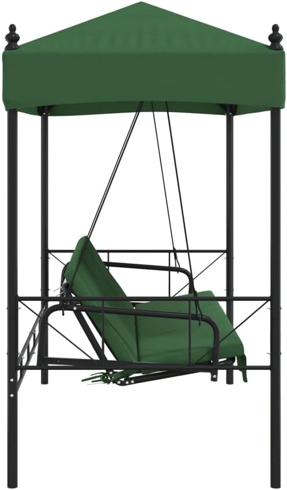 Outdoor Convertible Garden Swing Bench with Canopy, 3-Seater Patio Porch Swing Bed, Heavy Duty Powder-Coated Steel Frame - Photo 6