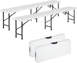 YRLLENSDAN 6FT Plastic Folding Bench Indoor & Outdoor Potable Foldable Bench with Carrying Handle for Party Garden - Photo 1