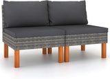 2-Piece Grey Outdoor Sectional Sofa Set, 25.4" x 23.8" Modern Poly Rattan Patio Couch with Removable Cushions - Photo 1