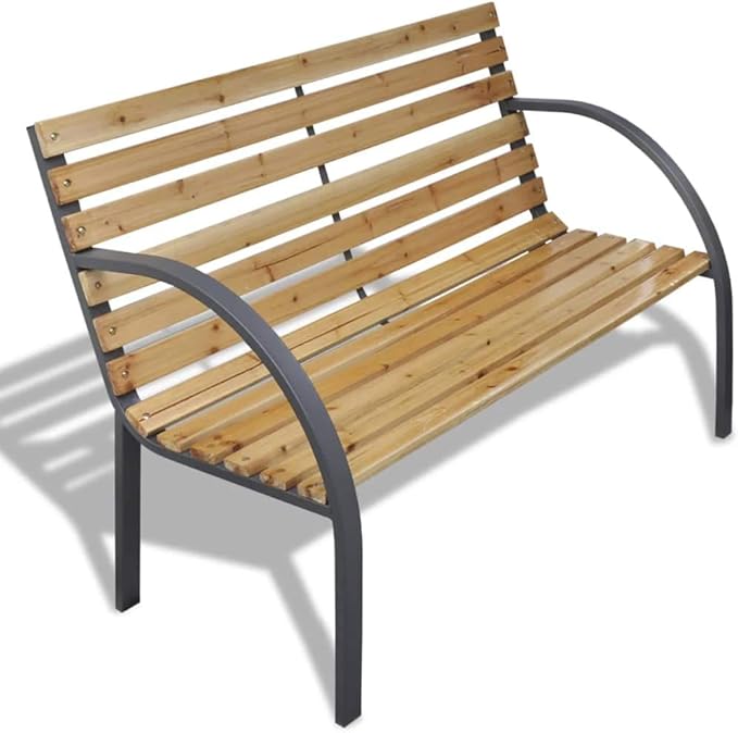 Patio Bench,Benches for Outside,Yard Bench,Garden Bench,Bench with Back,with Armrests,for The Front Porch,Deck, Balcony,Backyard,Outdoor,Lawn,Park, Porch,Path,47.2” Wood and Iron