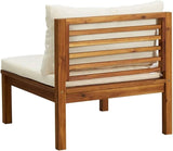 27.2" Patio Sectional Middle Unit, Acacia Wood, Cream Cushions, UV Fabric, Zip Covers, Deck/Balcony - Photo 6