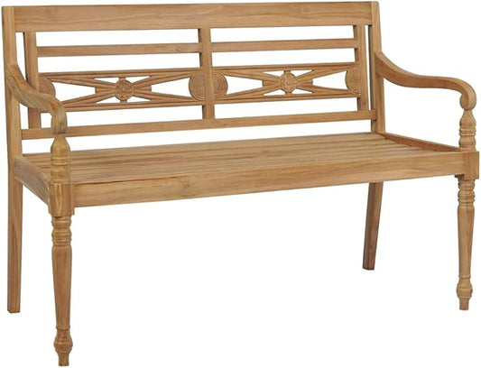 Batavia Bench Garden Bench Outdoor Bench for Outdoors Porch Entryway Furniture for Yard 47.2" Teak