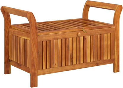 Garden Benches,Ergonomically Designed Outdoor Benches,All Weather Patio Chair,for Porch Lawn Backyard Park,Patio Storage Bench with Cushion 35.8" Solid Wood Acacia