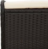 vidaXL Patio Stool - Black Poly Rattan Ottoman with Cream White Cushion - Outdoor Garden Deck Furniture - Photo 5