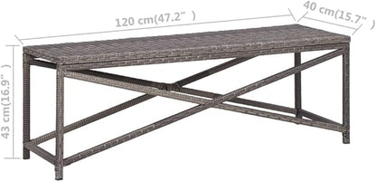 Industrial Style,Patio Bench,Outdoor Bench,Garden Bench,Park Bench,Front Porch Chair, Suitable for Parks,Patio,Garden,Front Porch,Lawn,Balcony,Backyard,Poolside,Terrace,47.2" Poly Rattan Gray