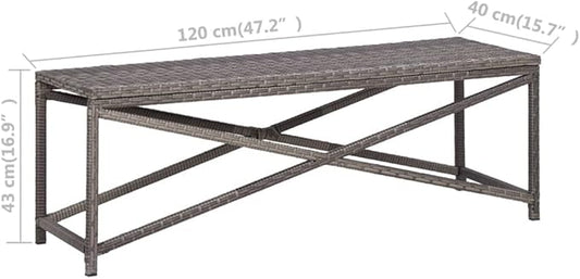 Industrial Style,Patio Bench,Outdoor Bench,Garden Bench,Park Bench,Front Porch Chair, Suitable for Parks,Patio,Garden,Front Porch,Lawn,Balcony,Backyard,Poolside,Terrace,47.2" Poly Rattan Gray