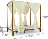 Christopher Knight Home Kenzie Acacia Wood Outdoor Daybed with Canopy, Double Chaise Lounge Chair Outdoor with Cushion - Photo 2