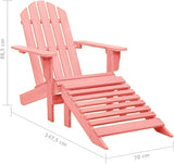 Adirondack Chair with Ottoman Pink Solid Fir Wood Outdoor Patio Lounge Chair for Garden Relaxation and Backyard Lounging - Photo 2