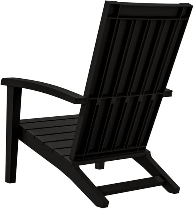 Garden Adirondack Chair, Black Polypropylene (PP) Standard, Weather-Resistant Outdoor Patio Seating for Deck, Lawn, and Porch Garden Chair