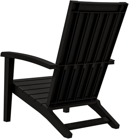 Garden Adirondack Chair, Black Polypropylene (PP) Standard, Weather-Resistant Outdoor Patio Seating for Deck, Lawn, and Porch Garden Chair