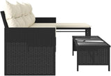 vidaXL Patio Sofa Set - L-Shaped Black Poly Rattan, Powder-Coated Steel Frame with Cream Cushions - Photo 8