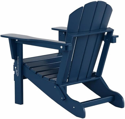Costaelm Outdoor Folding Chair, Outdoor Seating Folding Firepit Chairs, All Weather Poly Adirondack Chair for Deck Backyard Garden Lawn Pool Patio, Navy Blue