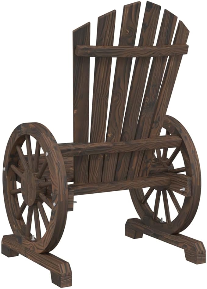 Solid Fir Wood Adirondack Chair with Burnt Wood Finish for Outdoor Relaxation and Patio Seating - Photo 7