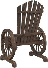 Solid Fir Wood Adirondack Chair with Burnt Wood Finish for Outdoor Relaxation and Patio Seating - Photo 7