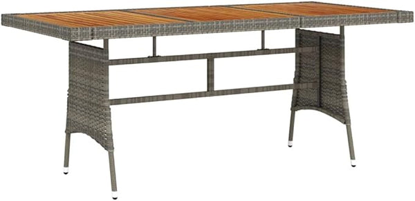 vidaXL Patio Table, Outdoor Dining Table, Solid Acacia Wood Top, Robust Steel Frame, PE Rattan Construction - Photo 1