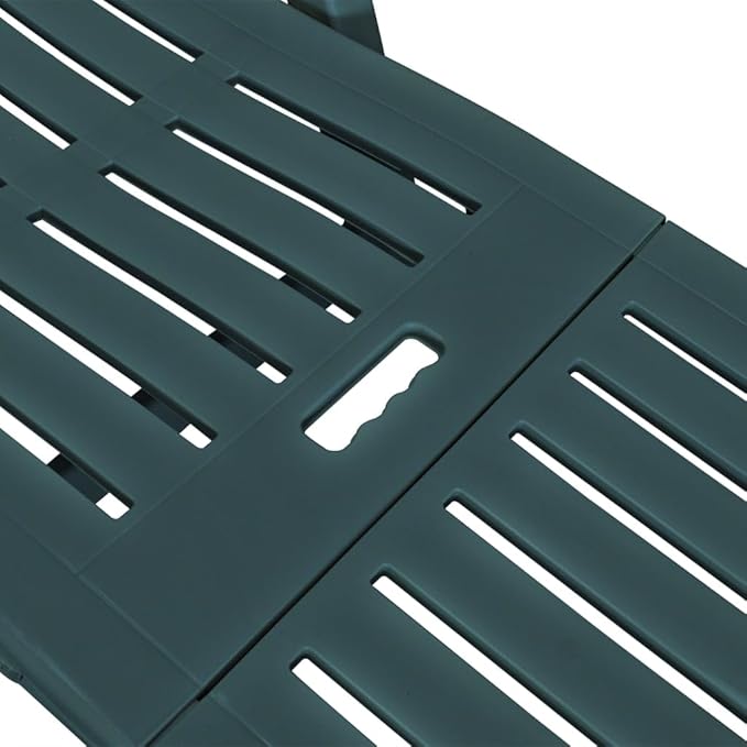 Green Plastic Foldable Sun Lounger with Adjustable Backrest and Wheels for Patio Garden Poolside Relaxation - Photo 7