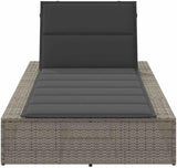 Single Grey PE Rattan Outdoor Chaise Lounge with 3-Position Adjustable Cushioned Backrest - Photo 4