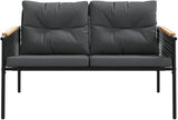 116 cm Black Patio Outdoor Sofa Bench with Anthracite Cushions, Modern Steel Frame - Photo 4