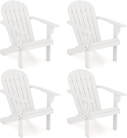 Giantex Acacia Wood Adirondack Chair Set of 4, Outdoor Fire Pit Chair with 105° Inclined Seat, High Backrest, 4" Wide Armrests, Patio Lounge Chair for Outside, Lawn, Backyard, Garden, Deck, Porch
