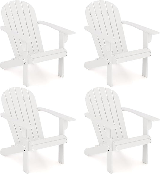 Giantex Acacia Wood Adirondack Chair Set of 4, Outdoor Fire Pit Chair with 105° Inclined Seat, High Backrest, 4" Wide Armrests, Patio Lounge Chair for Outside, Lawn, Backyard, Garden, Deck, Porch