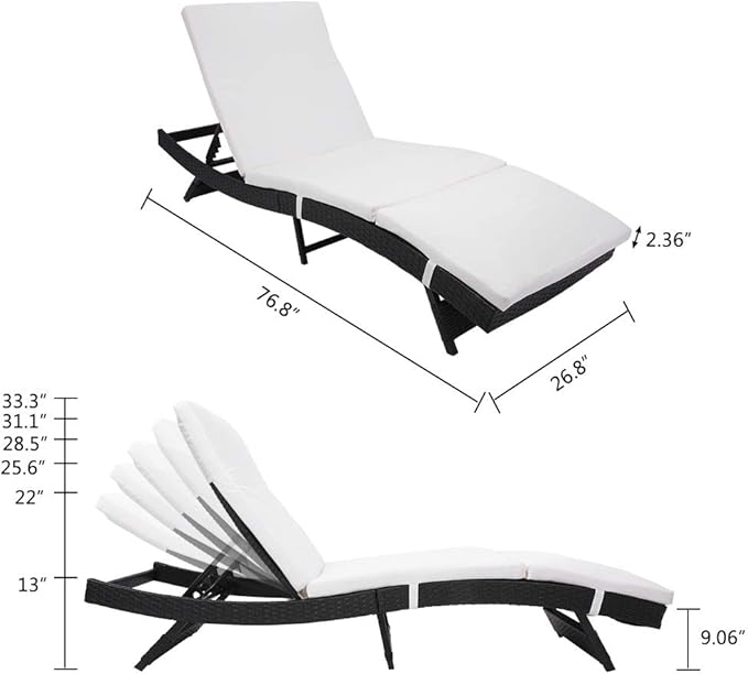 VINGLI Adjustable Patio Wicker Chaise Lounge Outdoor, Rattan Outdoor Lounge Chair - Photo 3