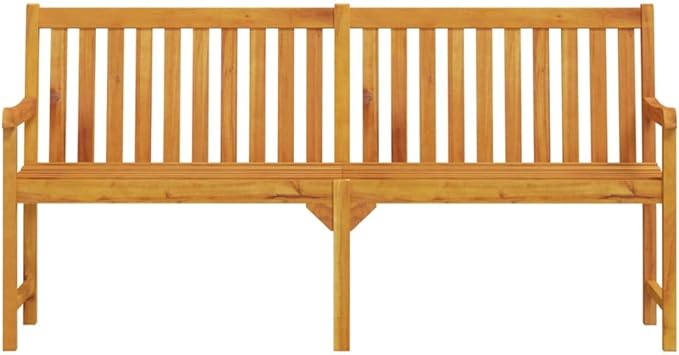 70.9 Inch Solid Acacia Wood Garden Bench, Outdoor Patio Seating, Rustic Natural Finish Wooden Bench for Backyard, Deck, and Terrace, Weather-Resistant Bench for 3 Persons