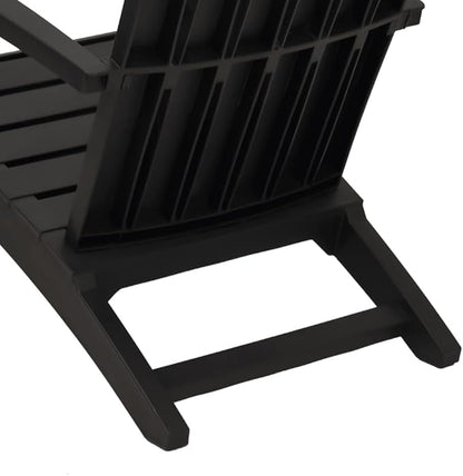 Black Polypropylene (PP) Adirondack Chair for Outdoor Patio and Garden, Ergonomic Wood Chair Design with Textured Finish, Easy Assembly for Backyard and Balcony